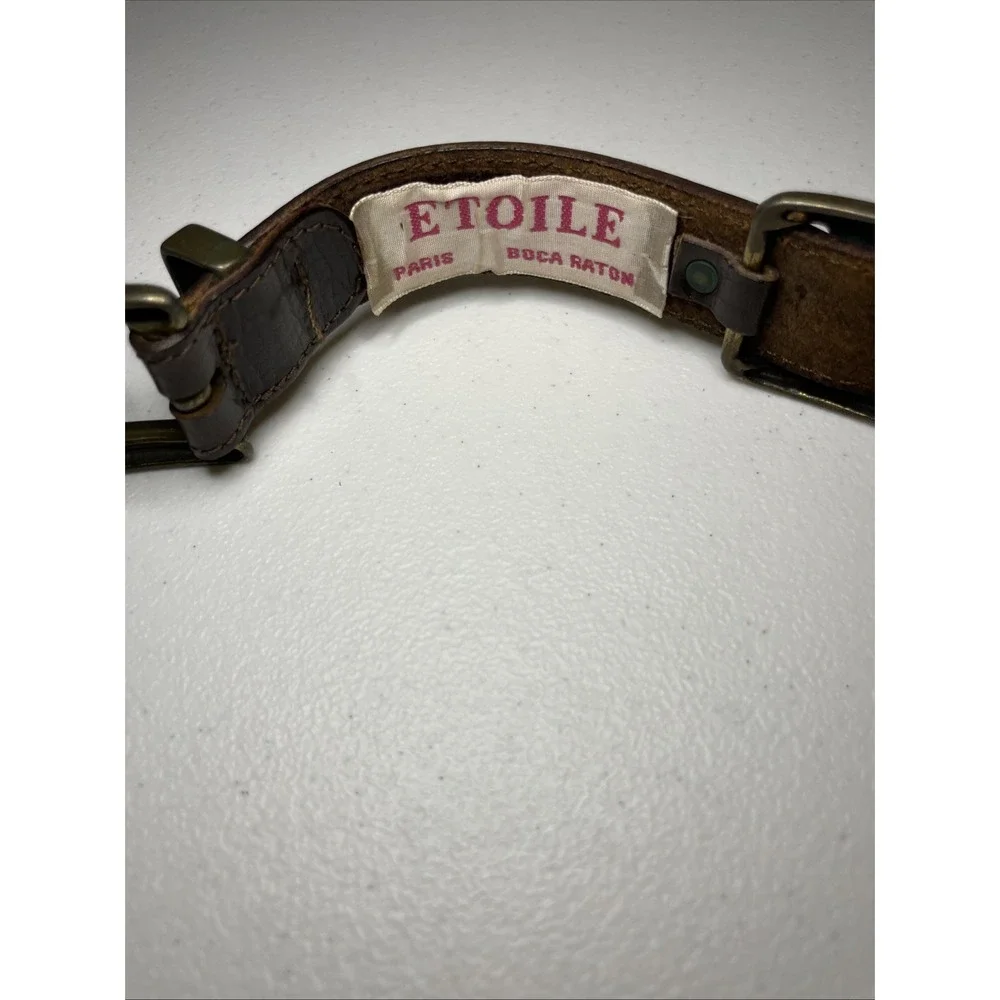 Etoile Leather Belt Italy Womens‎ Size Small Hammered Metal Embellished Boho